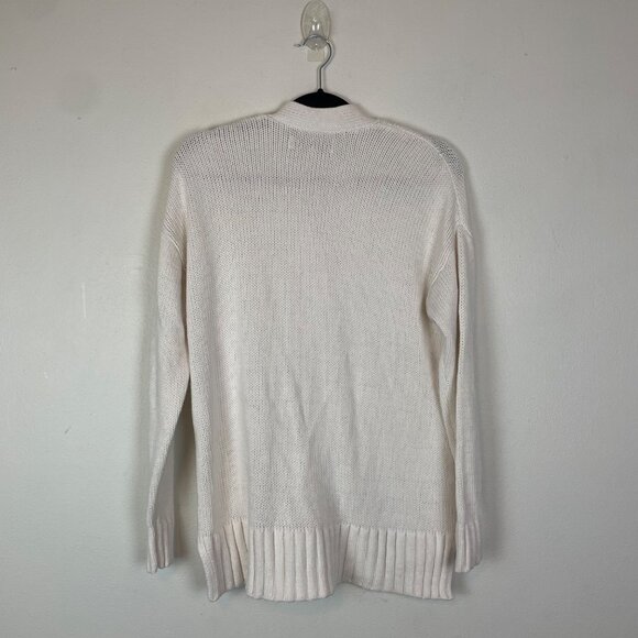 Loft Womens XS White Relaxed V Neck Cardigan Oversized Boxy Sweater Basic Staple - Picture 7 of 10